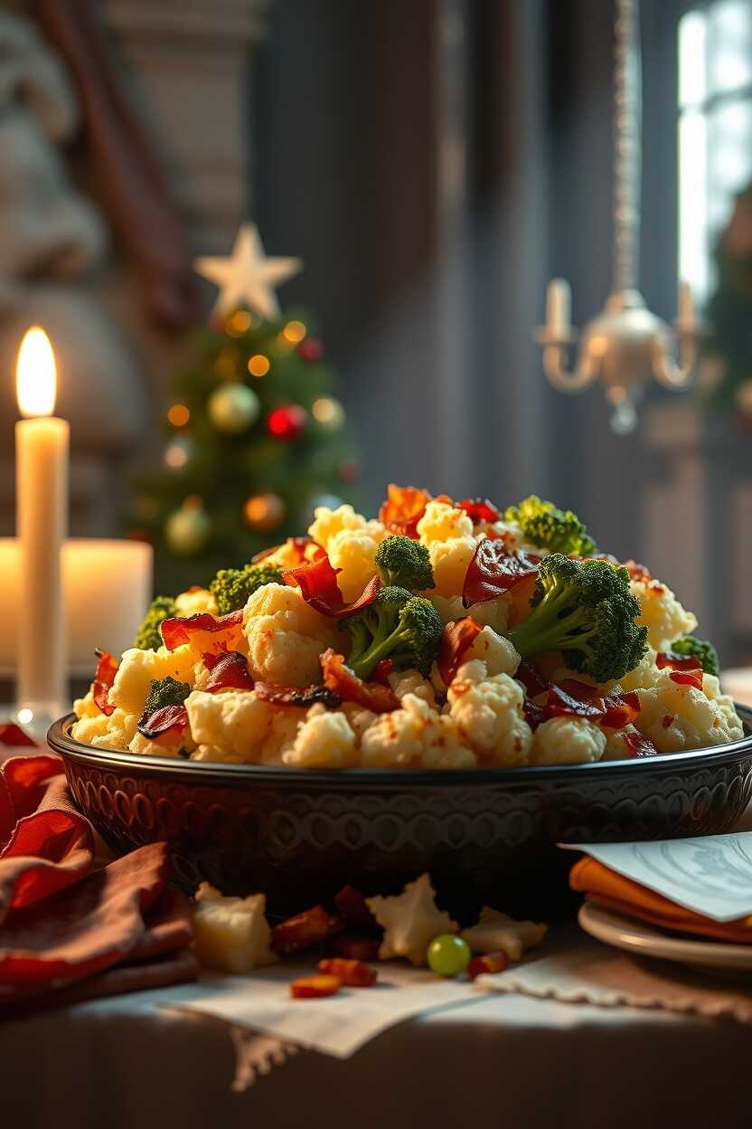 Cauliflower and Broccoli Casserole with Bacon
