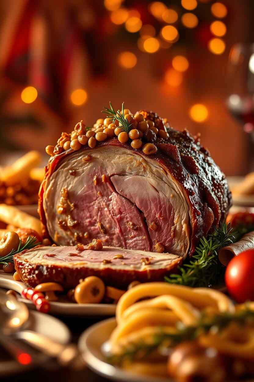 Crown Roast of Pork with Mushroom Dressing