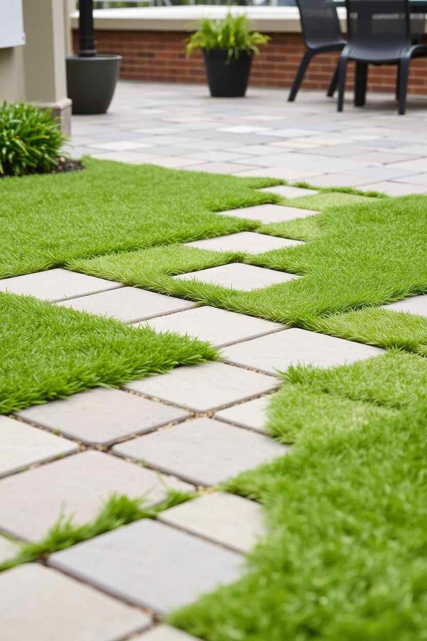 Artificial Grass Between Pavers 1