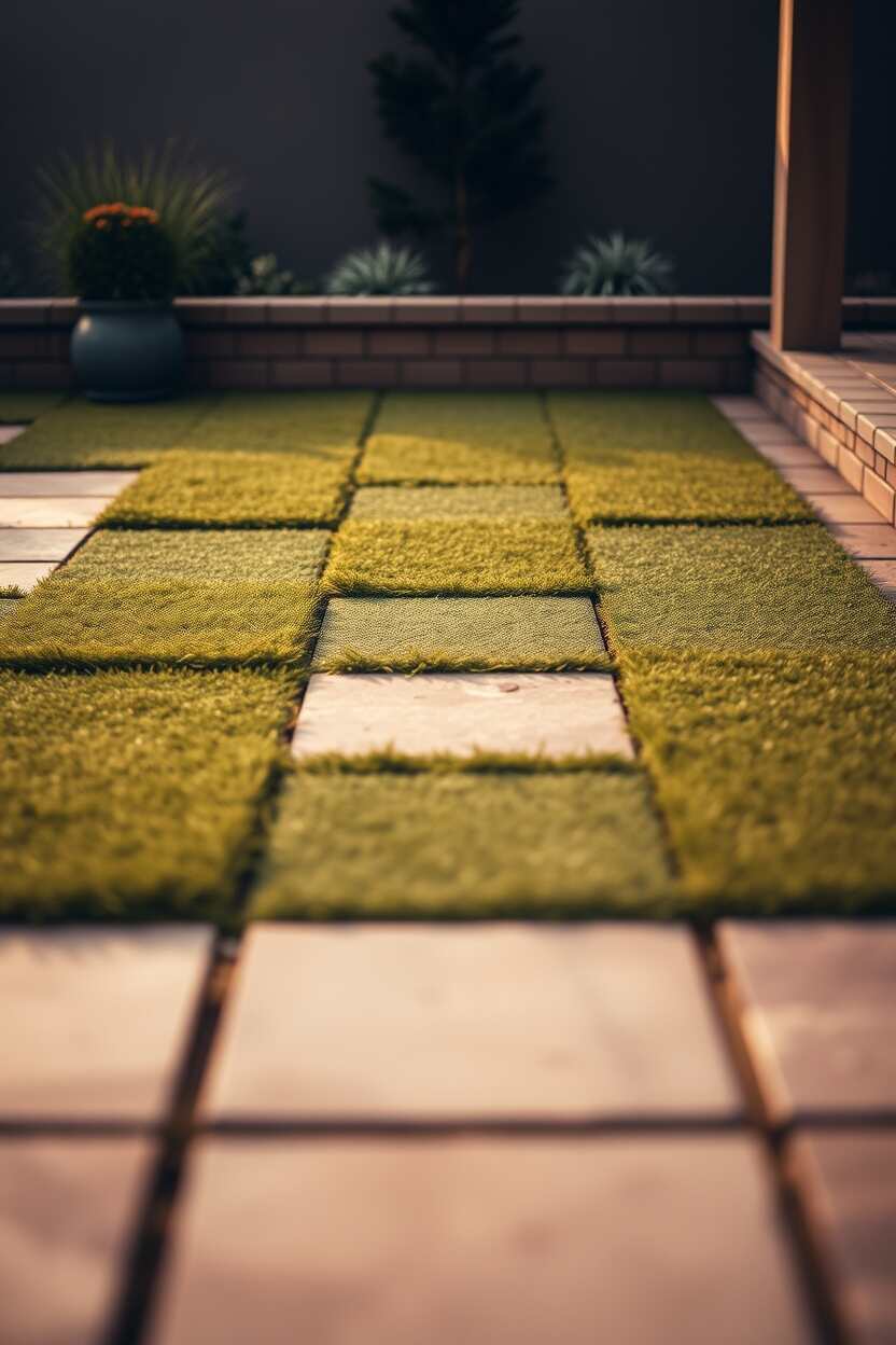 Artificial Grass Between Pavers