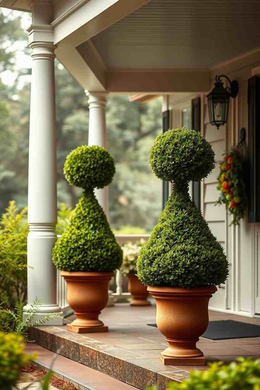 Double Boxwood Topiaries 1