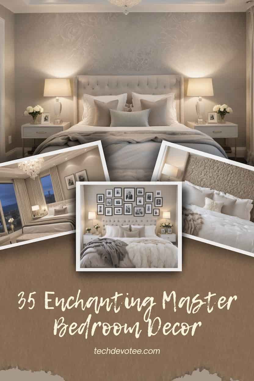 35 Enchanting Master Bedroom Decor Ideas - #is a Game Changer! 2 Brown with Playful Photocentric Captured Memories Photo Collage Pinterest Pin