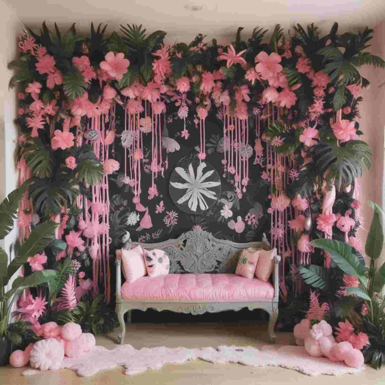 Pink Black Tropical Forest Theme