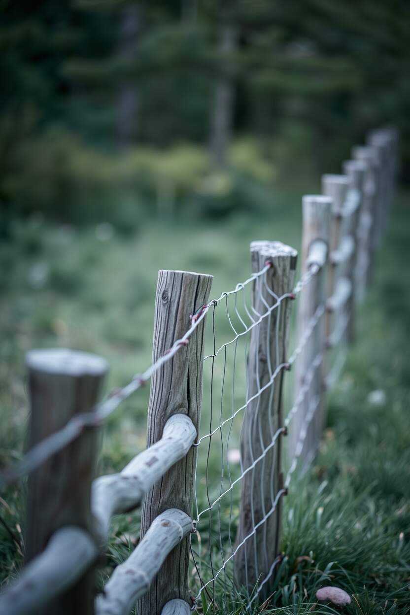 Split Rail Wood Fence with Wire