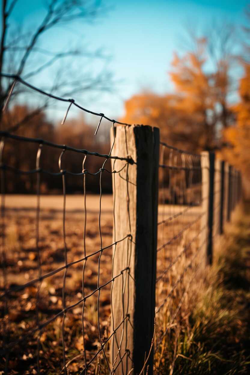 Wood Fence with Wire Panels 1