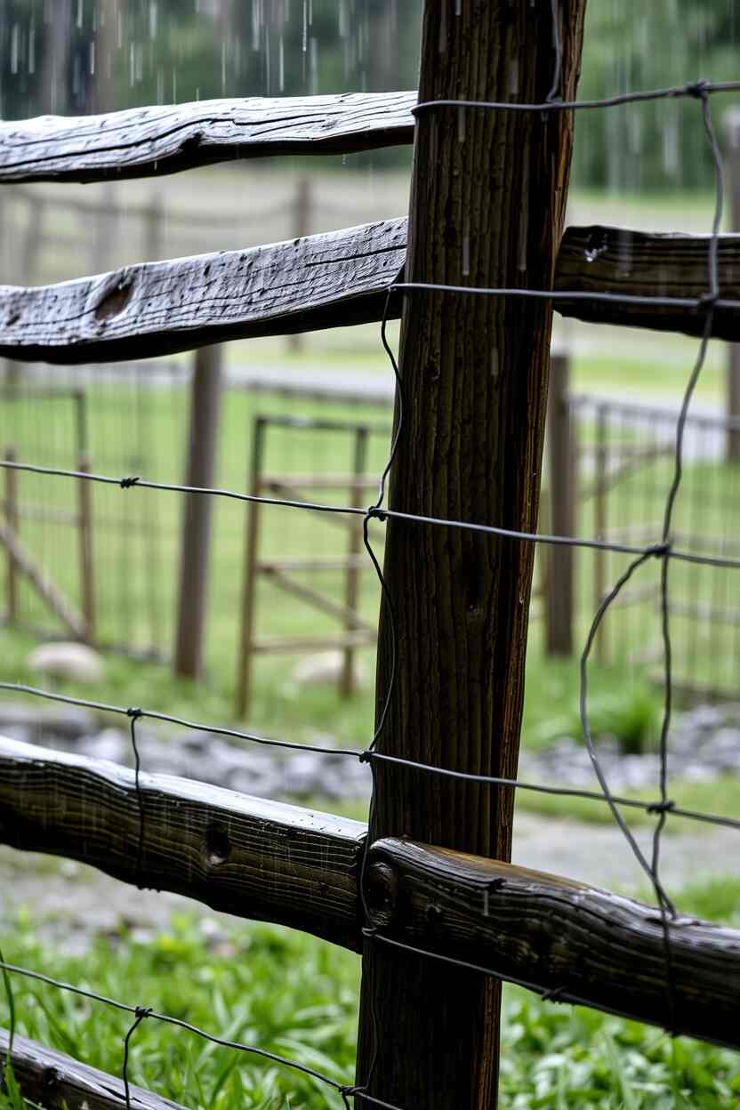 Wood Fence with Wire Panels